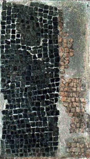 Mosaico a tessellato bianco e nero dal vano W